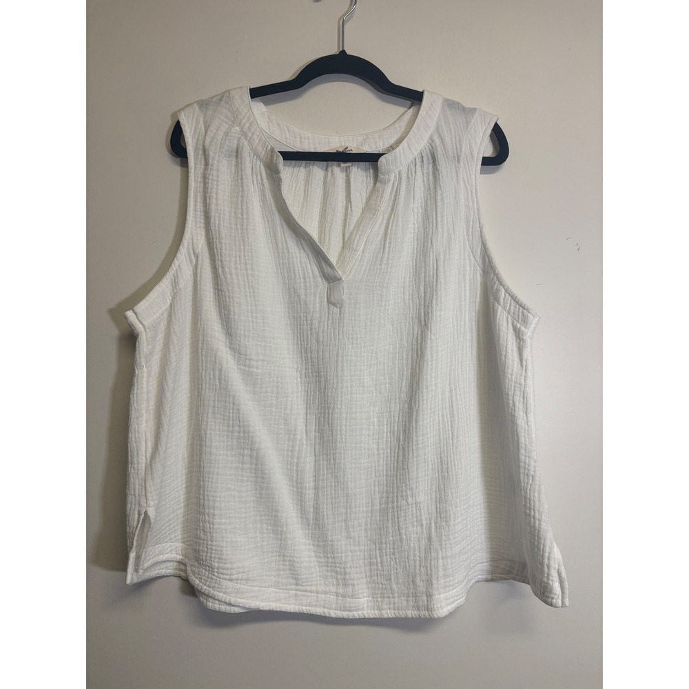 Lucky Brand Women's 100% Cotton White V-Neck Tunic Tank Top Size XL - Picture 3 of 6